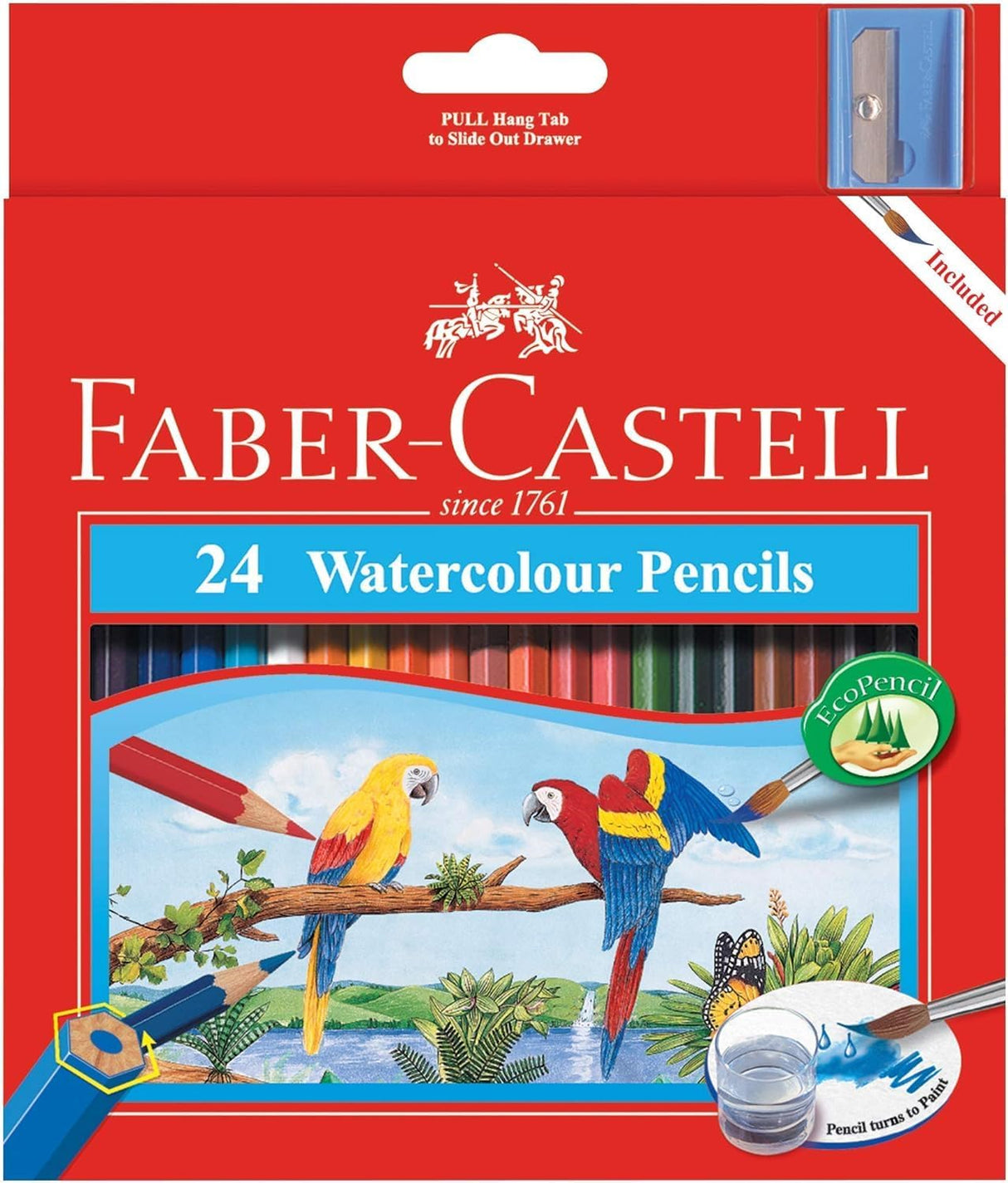Faber - Castell Watercolour Pencils 24 - Piece Set | Parrot Design Cardboard Box | Assorted Colours - Al Kabayel Discount CentreFaber - Castell Watercolour Pencils 24 - Piece Set | Parrot Design Cardboard Box | Assorted ColoursColor PencilsFABER CASTELLAl Kabayel Discount Centre