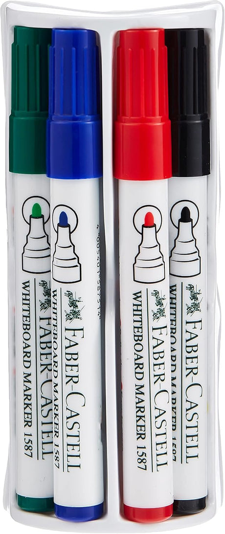 Faber - Castell Whiteboard Marker Bullet Set Of 4Pcs+ Duster, Assorted 1587D - Al Kabayel Discount CentreFaber - Castell Whiteboard Marker Bullet Set Of 4Pcs+ Duster, Assorted 1587DPens, Pencils & MarkersFABER - CASTELLAl Kabayel Discount Centre