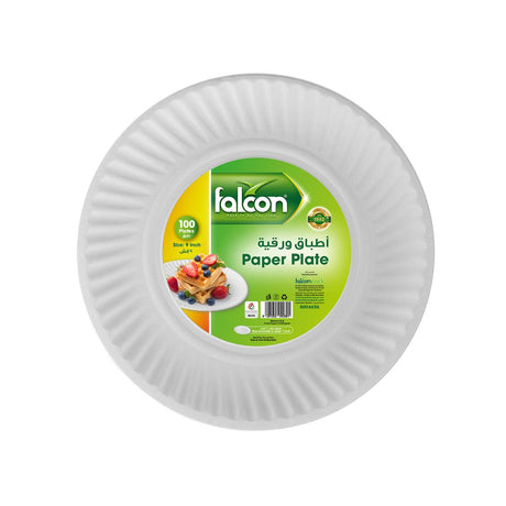 Falcon 100pcs Disposable Round Paper Plate 9 Inch - Al Kabayel Discount CentreFalcon 100pcs Disposable Round Paper Plate 9 InchDisposablesFALCONAl Kabayel Discount Centre
