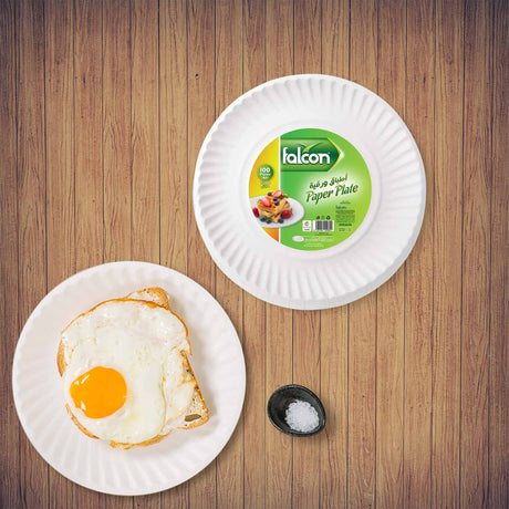 Falcon 100pcs Disposable Round Paper Plate 9 Inch - Al Kabayel Discount CentreFalcon 100pcs Disposable Round Paper Plate 9 InchDisposablesFALCONAl Kabayel Discount Centre