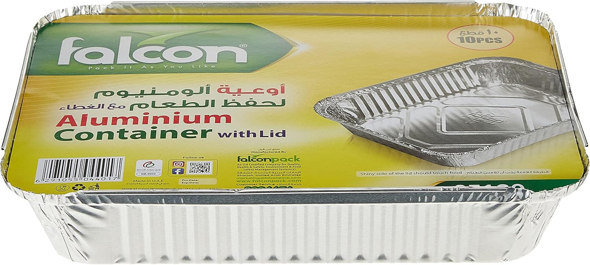 Falcon 10pcs Rectangular Aluminium Container With Lid 1050ml - 83120 - Al Kabayel Discount CentreFalcon 10pcs Rectangular Aluminium Container With Lid 1050ml - 83120DisposablesFALCONAl Kabayel Discount Centre