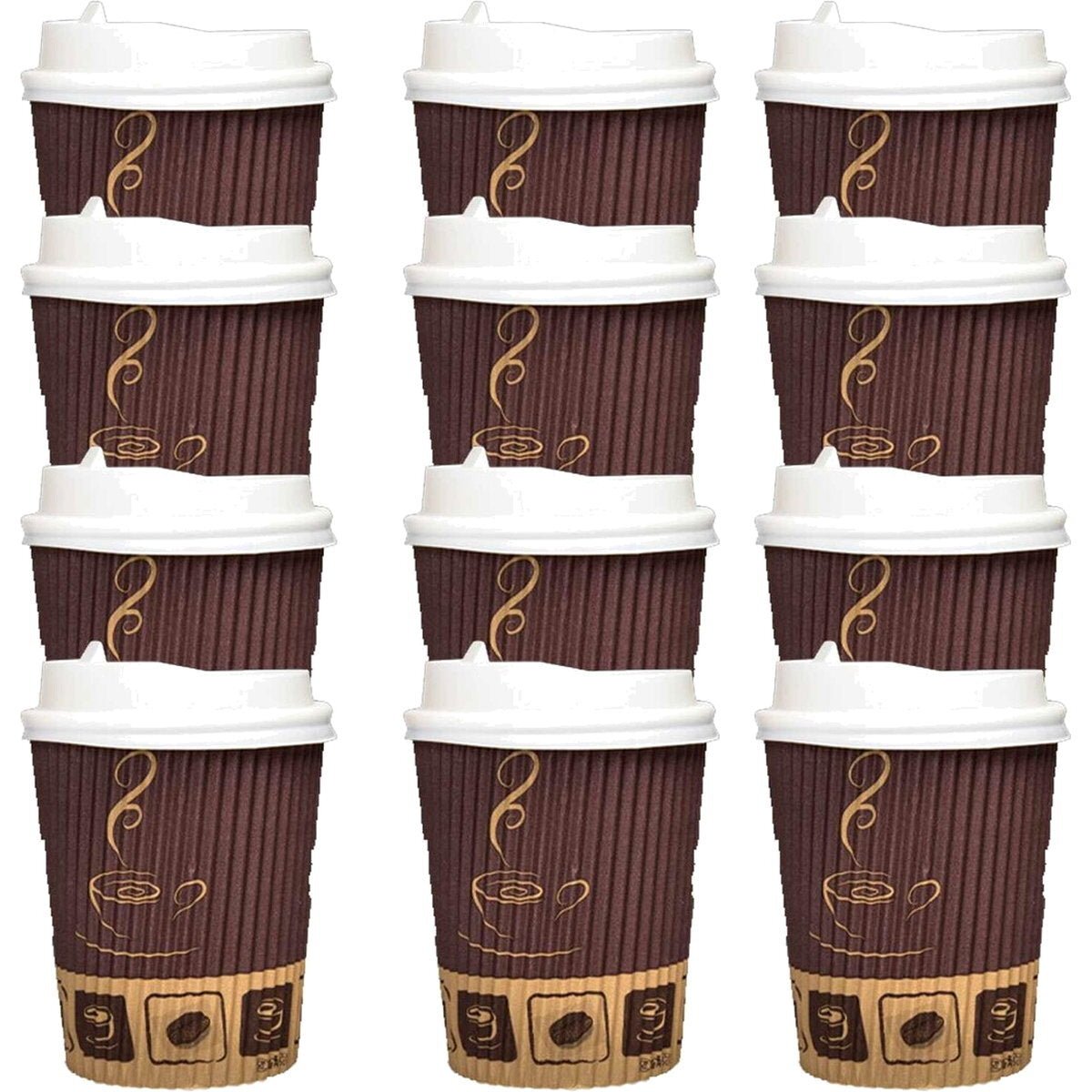 Falcon 12pcs Paper Ripple Cups 12oz with Lid Brown - Al Kabayel Discount CentreFalcon 12pcs Paper Ripple Cups 12oz with Lid BrownDisposablesFALCONAl Kabayel Discount Centre