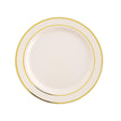 Falcon 20pcs Luxury Plastic Plates 19cm Dia, Ivory/Gold Rings - Al Kabayel Discount CentreFalcon 20pcs Luxury Plastic Plates 19cm Dia, Ivory/Gold RingsDisposablesFALCONAl Kabayel Discount Centre
