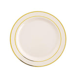 Falcon 20pcs Luxury Plastic Plates 19cm Dia, Ivory/Gold Rings - Al Kabayel Discount CentreFalcon 20pcs Luxury Plastic Plates 19cm Dia, Ivory/Gold RingsDisposablesFALCONAl Kabayel Discount Centre