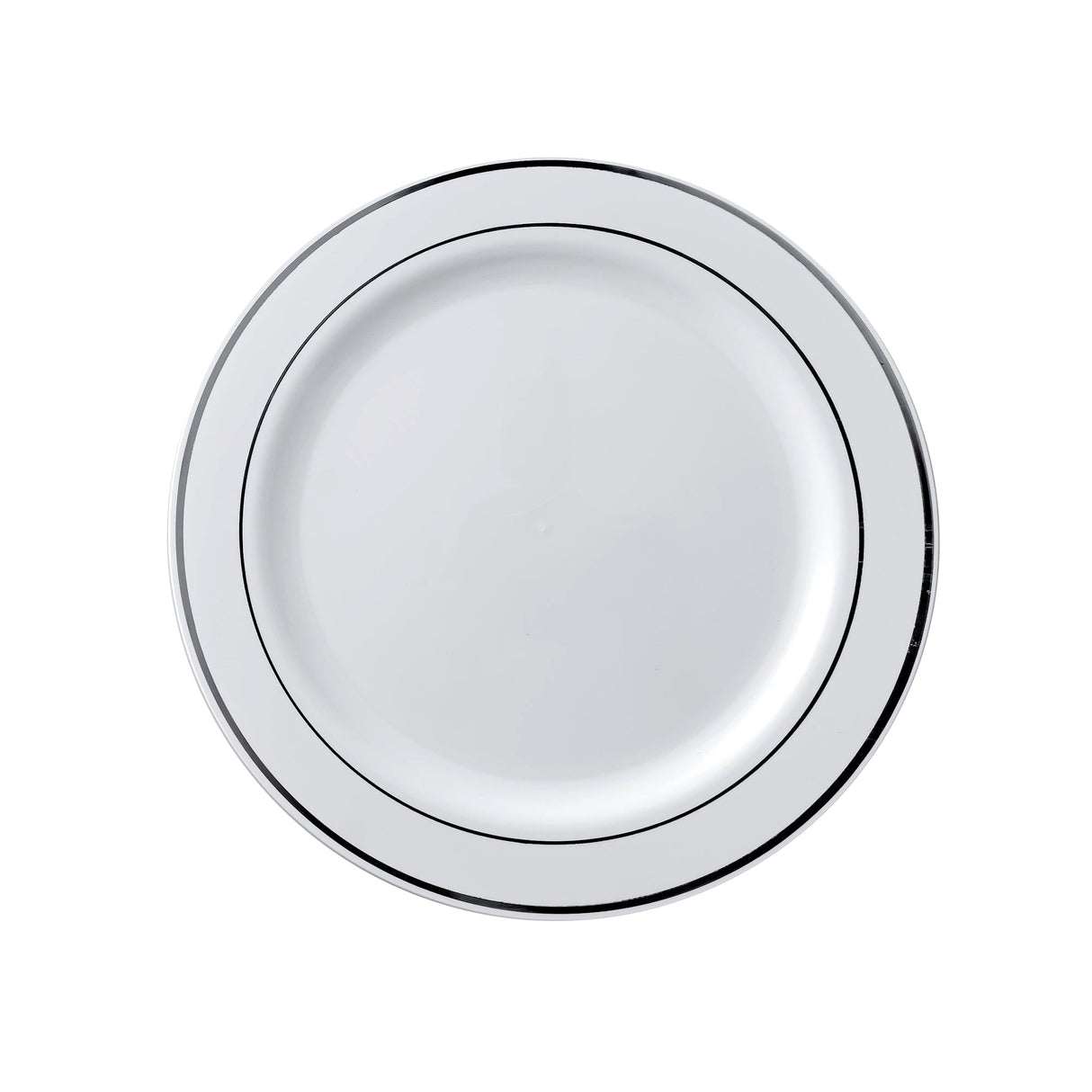 Falcon 20pcs Luxury Plastic Plates 19cm Dia, Ivory/Silver Rings - Al Kabayel Discount CentreFalcon 20pcs Luxury Plastic Plates 19cm Dia, Ivory/Silver RingsDisposablesFALCONAl Kabayel Discount Centre