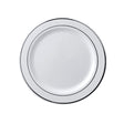 Falcon 20pcs Luxury Plastic Plates 22.5cm Dia, Ivory/Silver Rings - Al Kabayel Discount CentreFalcon 20pcs Luxury Plastic Plates 22.5cm Dia, Ivory/Silver RingsDisposablesFALCONAl Kabayel Discount Centre