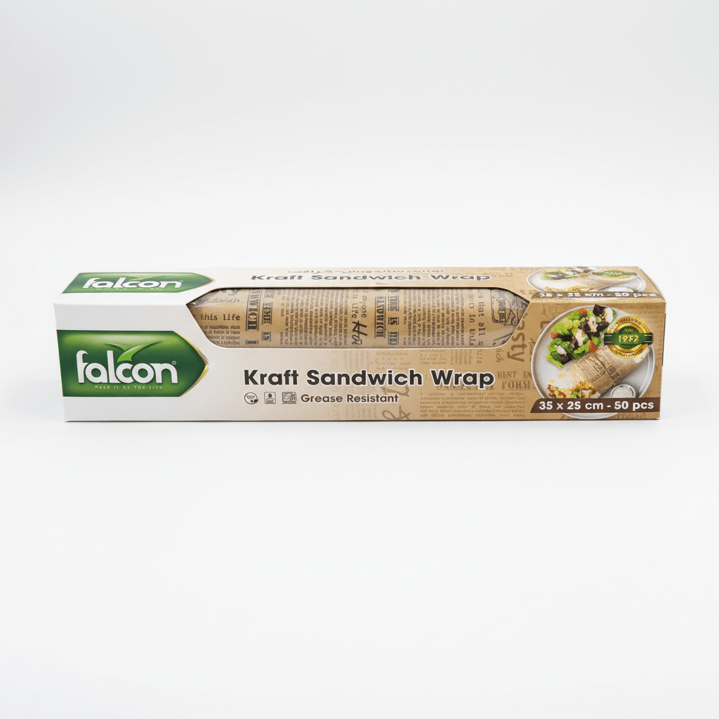 Falcon 50pcs Grease Resistant Kraft Sandwich Wrap 35cm*25cm - Al Kabayel Discount CentreFalcon 50pcs Grease Resistant Kraft Sandwich Wrap 35cm*25cmDisposablesFALCONAl Kabayel Discount Centre