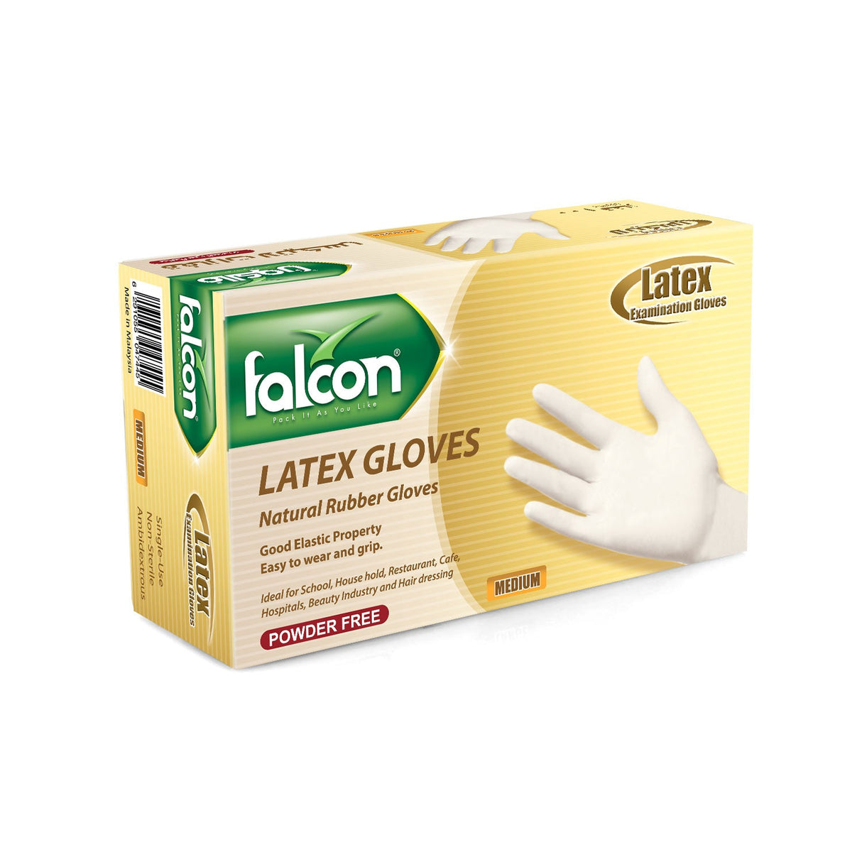 Falcon Powder Free Latex Gloves, Single Use - Non Sterile - Ambidextrous, 100 Gloves by Weight, Medium - Al Kabayel Discount CentreFalcon Powder Free Latex Gloves, Single Use - Non Sterile - Ambidextrous, 100 Gloves by Weight, MediumDisposablesFALCONAl Kabayel Discount Centre