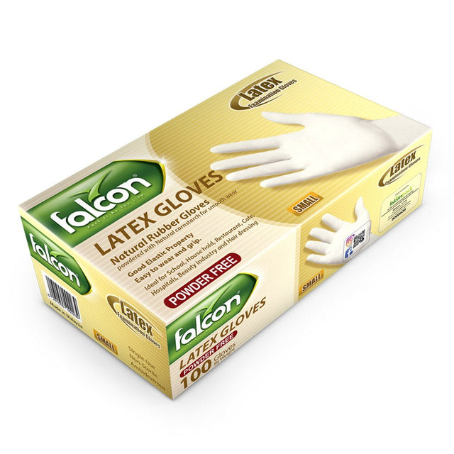 Falcon Powder Free Latex Gloves, Single Use - Non Sterile - Ambidextrous, 100 Gloves by Weight, Small - Al Kabayel Discount CentreFalcon Powder Free Latex Gloves, Single Use - Non Sterile - Ambidextrous, 100 Gloves by Weight, SmallDisposablesFALCONAl Kabayel Discount Centre