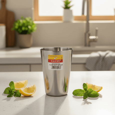 Falcon Stainless Steel Fancy Glass Unbreakable for Water, Milk, Juice, Tea - 400ml - Al Kabayel Discount CentreFalcon Stainless Steel Fancy Glass Unbreakable for Water, Milk, Juice, Tea - 400mlTumblersFALCONAl Kabayel Discount Centre