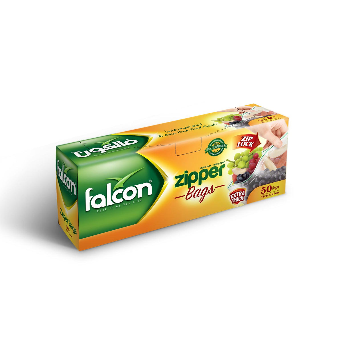 Falcon Zipper Bags 18cm*21cm, 50 Bags, Extra Thick, Easy Lock&Open - Al Kabayel Discount CentreFalcon Zipper Bags 18cm*21cm, 50 Bags, Extra Thick, Easy Lock&OpenJars & Food SaversFALCONAl Kabayel Discount Centre