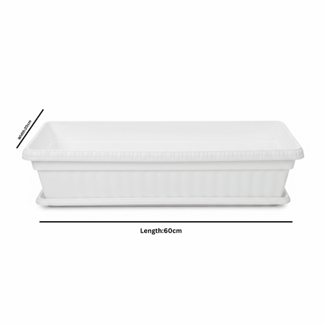 Family Plastic Winny Rectangular Planter Pot with Tray - 60×20 cm - White / Brown - Al Kabayel Discount CentreFamily Plastic Winny Rectangular Planter Pot with Tray - 60×20 cm - White / BrownFlower VaseFAMILYAl Kabayel Discount Centre