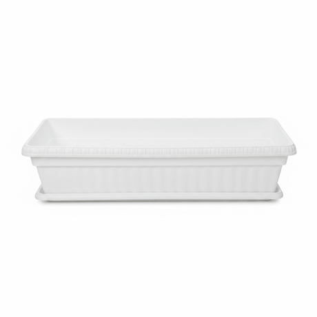 Family Plastic Winny Rectangular Planter Pot with Tray - 60×20 cm - White / Brown - Al Kabayel Discount CentreFamily Plastic Winny Rectangular Planter Pot with Tray - 60×20 cm - White / BrownFlower VaseFAMILYAl Kabayel Discount Centre