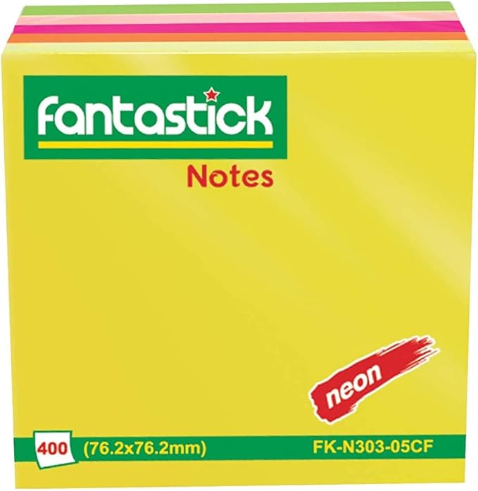 Fantastick Stick Notes 3X3" 5Col Neon - Al Kabayel Discount CentreFantastick Stick Notes 3X3" 5Col NeonNotebooks & Writing PadsFANTASTICKAl Kabayel Discount Centre