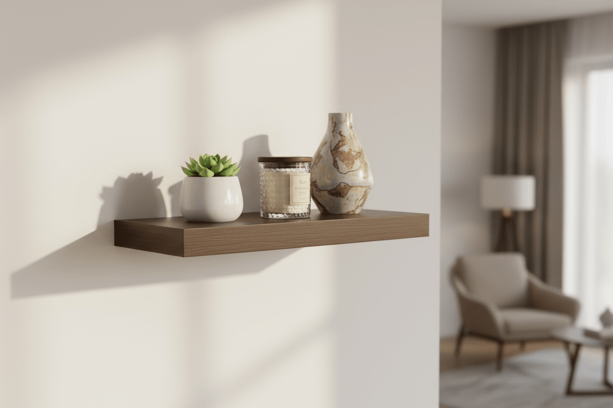 Farzana Wooden Floating Wall Shelf 40*23.5*3.8 cm - Dark Wood HP04 Color - Al Kabayel Discount CentreFarzana Wooden Floating Wall Shelf 40*23.5*3.8 cm - Dark Wood HP04 ColorFARZANAHardwaresAl Kabayel Discount Centre