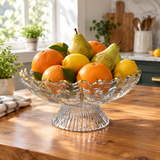 Plastic  Footed Fruit Plate with Gold-Accent Rim - 23×10cm