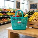 Azco Plastic Shopping Basket with Handles Turquoise – 33×17cm
