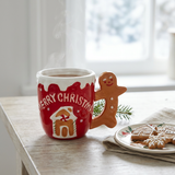 Ceramic Christmas Mug with Gingerbread Man Handle - 300ml