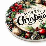 Ceramic-Coated Round Christmas Coaster - 10cm