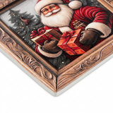 Ceramic-Coated Square Christmas Coaster with Santa Design - 11cm