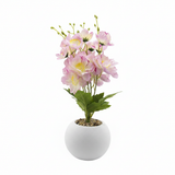 Artificial Flower Plant Pink with White Plastic Pot - 40cm