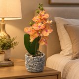 Artificial Orchid Flower Plant with Ceramic Pot Orange - 40cm