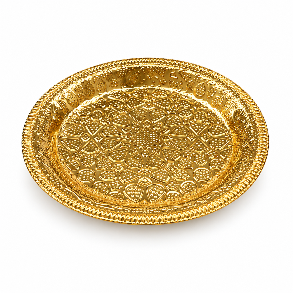 Round Metal Snack Tray Gold - 15cm