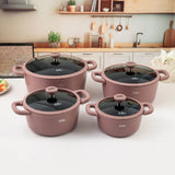 Julia Casserole Set 8Pcs – Dusty Rose - Durable Die-Cast Aluminum - Non-Stick