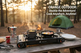 ORANGE OUTDOOR Double Burner Portable Gas Stove 60×26×12 cm – Heavy Duty Camping Cooker for Outdoor Travel & BBQ