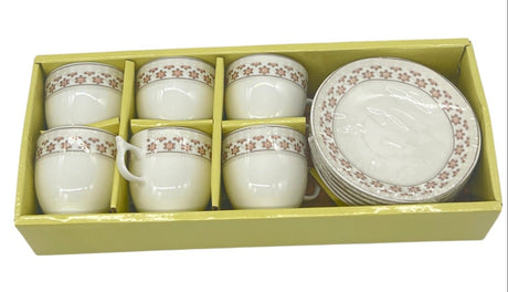 FEUILI Superior Porcelain 12pcs Cup and Saucer set, 6pcs Cup + 6pcs Saucer 100ml, Multicolour - Al Kabayel Discount CentreFEUILI Superior Porcelain 12pcs Cup and Saucer set, 6pcs Cup + 6pcs Saucer 100ml, MulticolourTea SetsFEUILIAl Kabayel Discount Centre