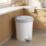 Follow Me Plastic Pedal Dustbin White with Grey - 5.5 Litre