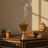 Happysmile Metal Incense Burner - 18 × 12cm - Gold / Silver
