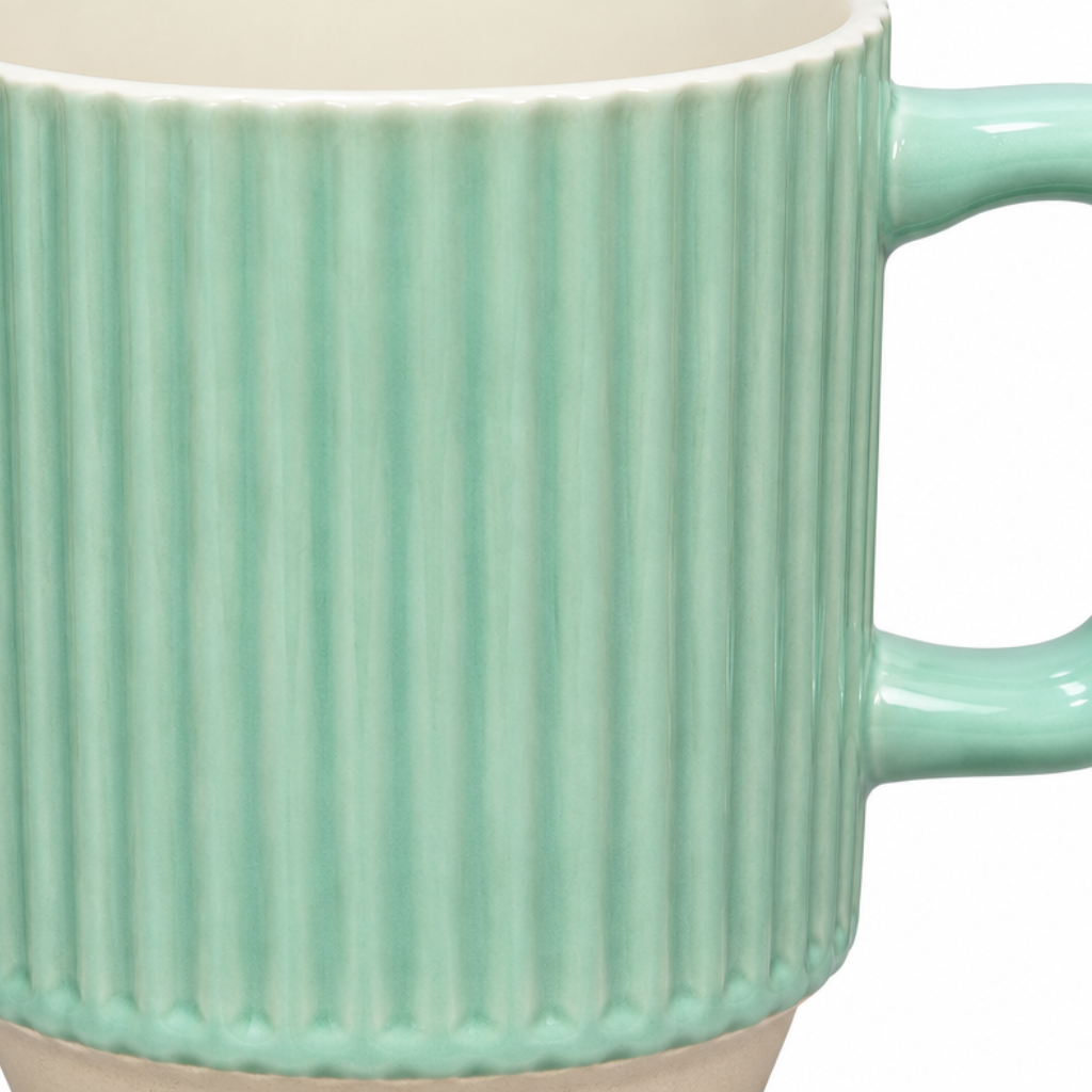 Ribbed Ceramic Mug Mint green - 400ml