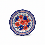 New East Sun Ceramic Dessert Plate Blue & Red Floral Design - 9.2 Inch