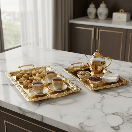 Filsco 2-Piece Gold Stainless Steel Rectangular Serving Tray Set | 36×26cm & 40×28cm | - Al Kabayel Discount CentreFilsco 2-Piece Gold Stainless Steel Rectangular Serving Tray Set | 36×26cm & 40×28cm |Serving TraysFILSCOAl Kabayel Discount Centre