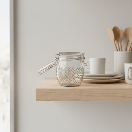 Finili Premium Airtight Acrylic Clip - Lock Storage Canister – Transparent Body with Elegant Golden Design, 14 × 14.8 cm - Al Kabayel Discount CentreFinili Premium Airtight Acrylic Clip - Lock Storage Canister – Transparent Body with Elegant Golden Design, 14 × 14.8 cmJars & Food SaversFINILIAl Kabayel Discount Centre