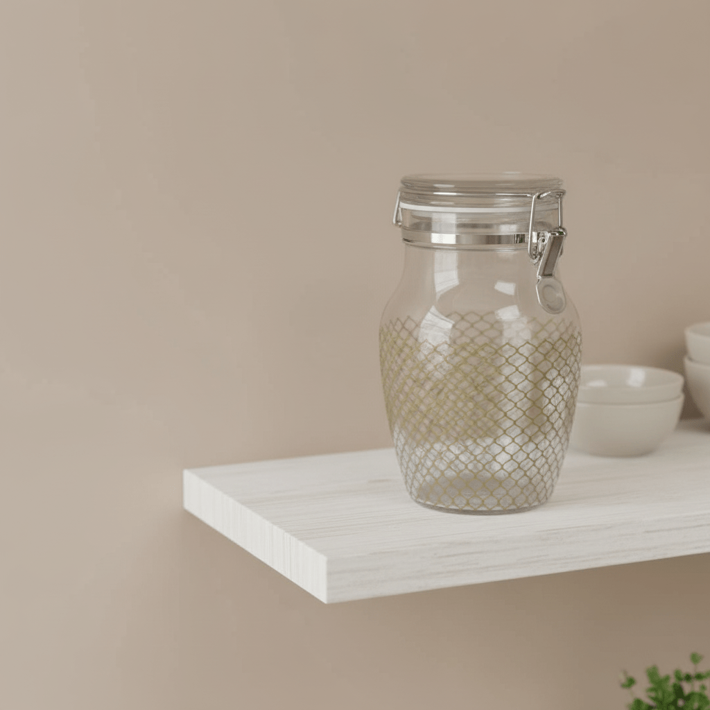 Finili Premium Airtight Acrylic Clip - Lock Storage Canister – Transparent Body with Elegant Golden Design, 14 × 22 cm - Al Kabayel Discount CentreFinili Premium Airtight Acrylic Clip - Lock Storage Canister – Transparent Body with Elegant Golden Design, 14 × 22 cmJars & Food SaversFINILIAl Kabayel Discount Centre