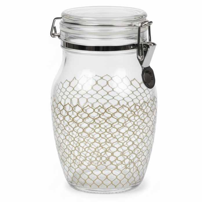 Finili Premium Airtight Acrylic Clip - Lock Storage Canister – Transparent Body with Elegant Golden Design, 14 × 22 cm - Al Kabayel Discount CentreFinili Premium Airtight Acrylic Clip - Lock Storage Canister – Transparent Body with Elegant Golden Design, 14 × 22 cmJars & Food SaversFINILIAl Kabayel Discount Centre