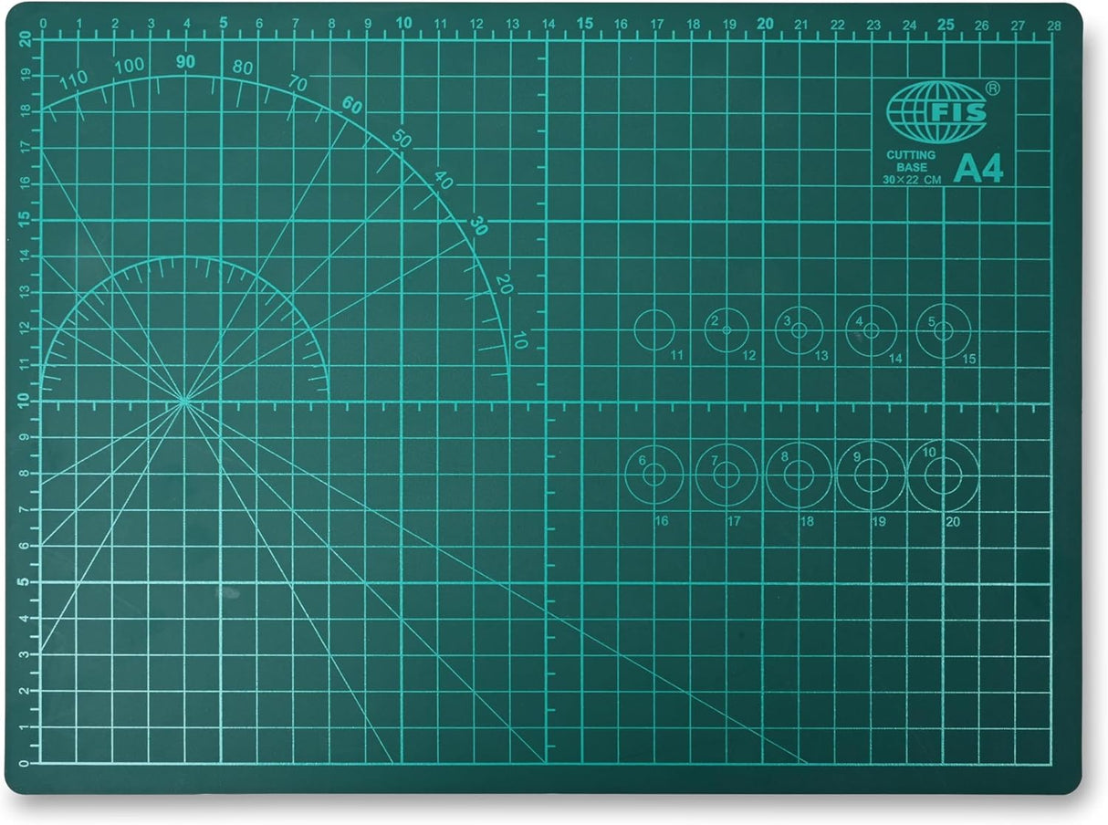FIS Cutting Mat A4 (210x297mm)– Self - Healing Cutting Base with Grid, Angle & Ruler Lines | Green | FSCUA4N - Al Kabayel Discount CentreFIS Cutting Mat A4 (210x297mm)– Self - Healing Cutting Base with Grid, Angle & Ruler Lines | Green | FSCUA4NDesk Accessories & OrganizersFISAl Kabayel Discount Centre