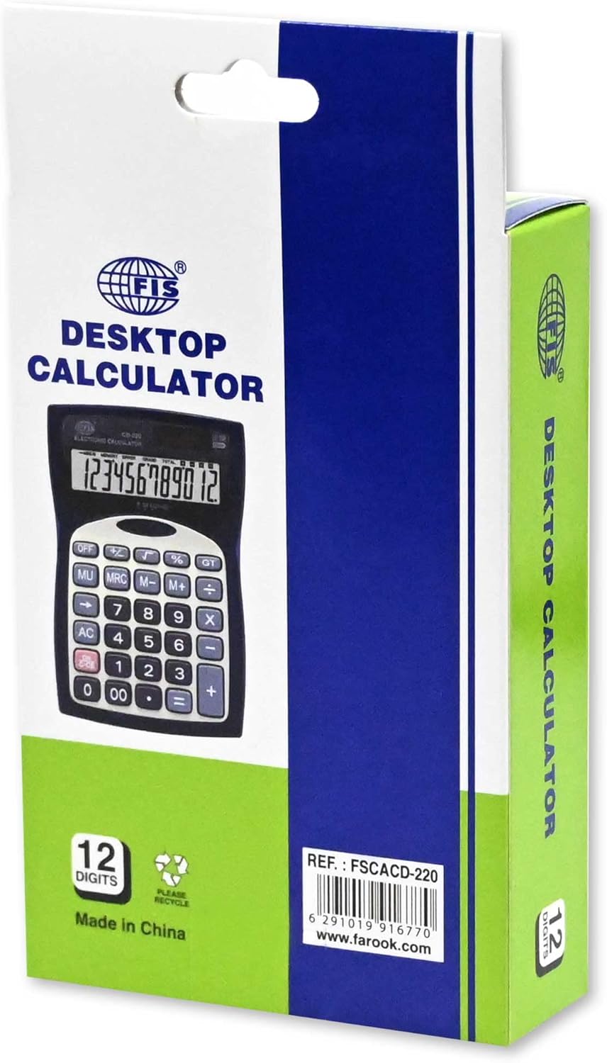 FIS Desktop 12 Digits LCD Calculator - Al Kabayel Discount CentreFIS Desktop 12 Digits LCD CalculatorCalculatorsFISAl Kabayel Discount Centre