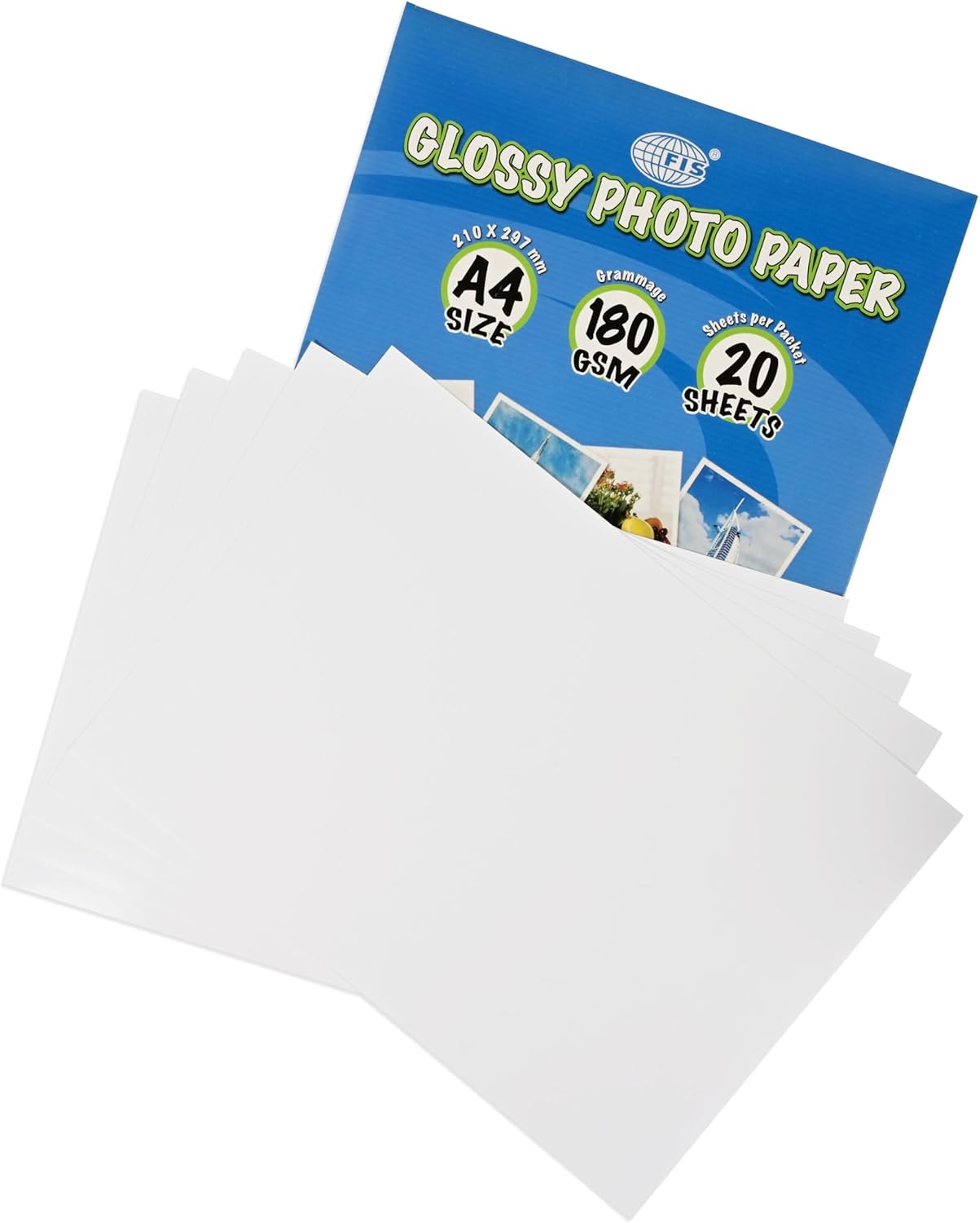 FIS Glossy Photo Paper A4 | 180 GSM | 20 Sheets | FSPAGP18020N - Al Kabayel Discount CentreFIS Glossy Photo Paper A4 | 180 GSM | 20 Sheets | FSPAGP18020NCopy & Printer PaperFISAl Kabayel Discount Centre