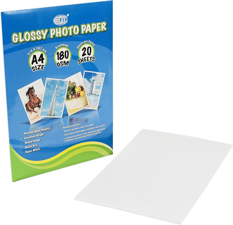 FIS Glossy Photo Paper A4 | 180 GSM | 20 Sheets | FSPAGP18020N - Al Kabayel Discount CentreFIS Glossy Photo Paper A4 | 180 GSM | 20 Sheets | FSPAGP18020NCopy & Printer PaperFISAl Kabayel Discount Centre