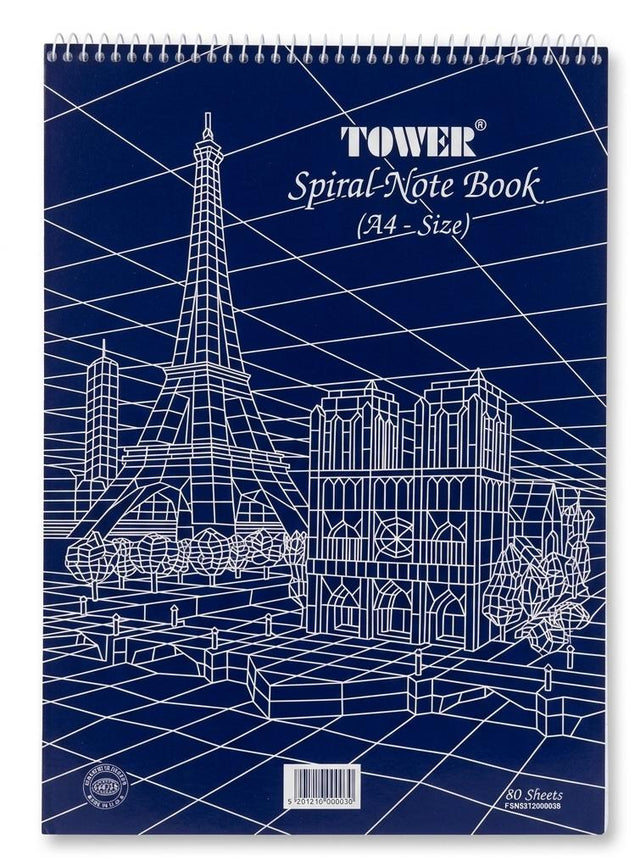 FIS Tower Spiral Note Book – A4 Size, 80 Sheets - Al Kabayel Discount CentreFIS Tower Spiral Note Book – A4 Size, 80 SheetsNotebooks & Writing PadsFISAl Kabayel Discount Centre