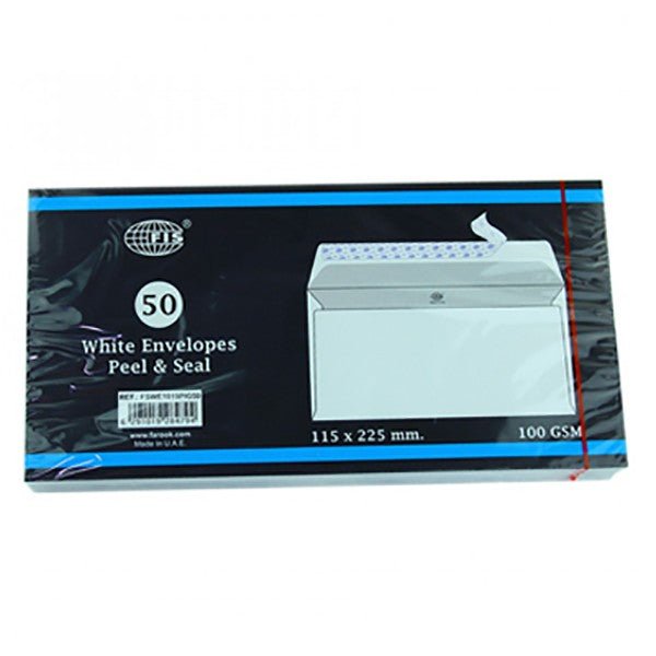 Fis White Envelopes 50Pcs 115X225Mm - Al Kabayel Discount CentreFis White Envelopes 50Pcs 115X225MmEnvelopes & Mailing SuppliesFISAl Kabayel Discount Centre