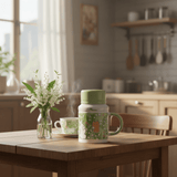 Flower Ceramic Mug with Lid | 400ml | Sage Green & White | Cute Bunny & Bear Design - Al Kabayel Discount CentreFlower Ceramic Mug with Lid | 400ml | Sage Green & White | Cute Bunny & Bear DesignMugsAKDCAl Kabayel Discount Centre