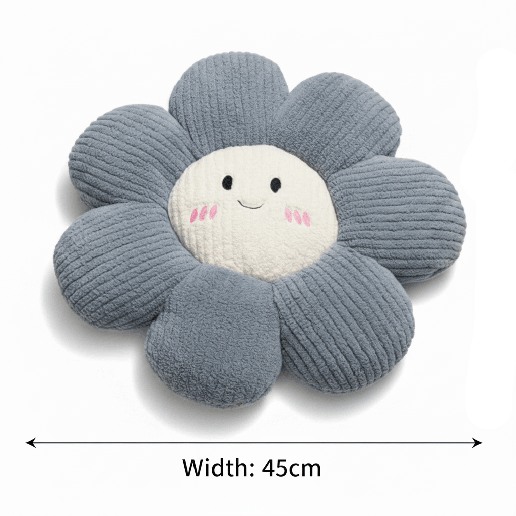 Flower Corduroy Smiley Face Cushion - 45×45cm - Grey / Sage Green / Purple - Al Kabayel Discount CentreFlower Corduroy Smiley Face Cushion - 45×45cm - Grey / Sage Green / PurpleFloor Pillows & CushionsAKDCAl Kabayel Discount Centre