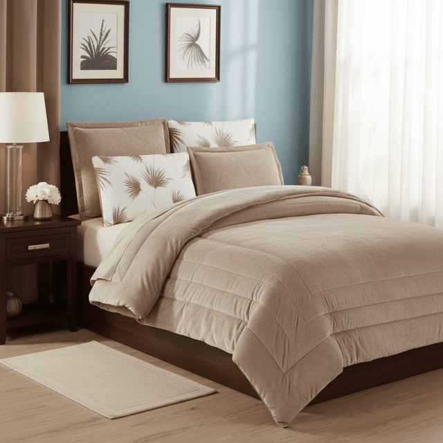 Focus Luxury 6 - Piece Beige Velvet Comforter Set – Elegant King Size Bedding with Rich Velvet Finish - Al Kabayel Discount CentreFocus Luxury 6 - Piece Beige Velvet Comforter Set – Elegant King Size Bedding with Rich Velvet FinishBeddingFOCUSAl Kabayel Discount Centre