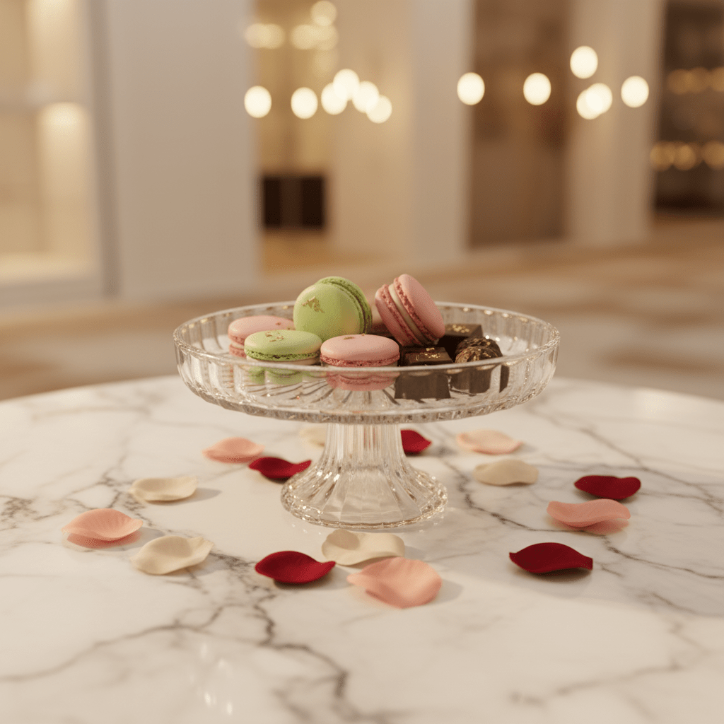 Footed Crystal Glass Candy Plate | Elegant Pedestal Serving Dish | 17×8 cm - Al Kabayel Discount CentreFooted Crystal Glass Candy Plate | Elegant Pedestal Serving Dish | 17×8 cmServing TraysAKDCAl Kabayel Discount Centre