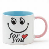 For You Smiley Ceramic Mug — 300ml | White & Pink Gift Mug with Blue Interior - Al Kabayel Discount CentreFor You Smiley Ceramic Mug — 300ml | White & Pink Gift Mug with Blue InteriorMugsAKDCAl Kabayel Discount Centre
