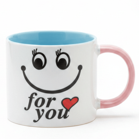 For You Smiley Ceramic Mug — 300ml | White & Pink Gift Mug with Blue Interior - Al Kabayel Discount CentreFor You Smiley Ceramic Mug — 300ml | White & Pink Gift Mug with Blue InteriorMugsAKDCAl Kabayel Discount Centre
